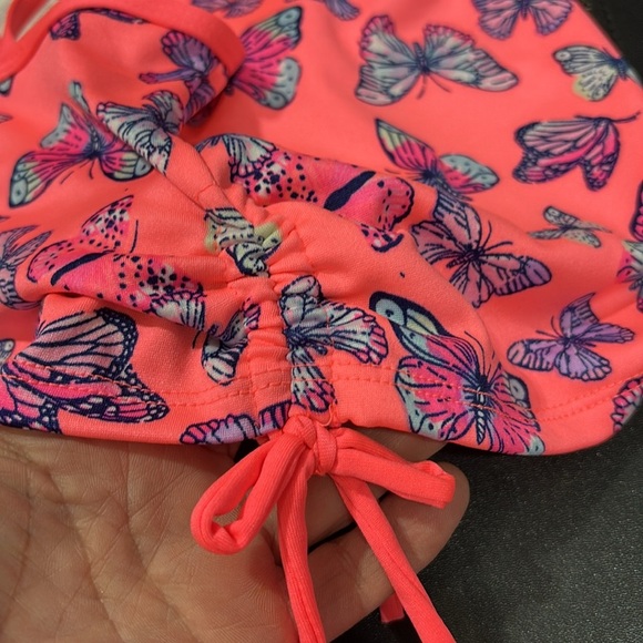 Bobbie Brooks 2 pc. bikini,butterfly pattern, Tie ruched hip, X back top - Picture 5 of 5